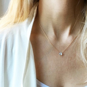 Minimalist Aquamarine Necklace, Dainty Aquamarine Jewelry, Necklaces for Women, March Birthstone Necklace, Simple Gemstone Necklace image 1