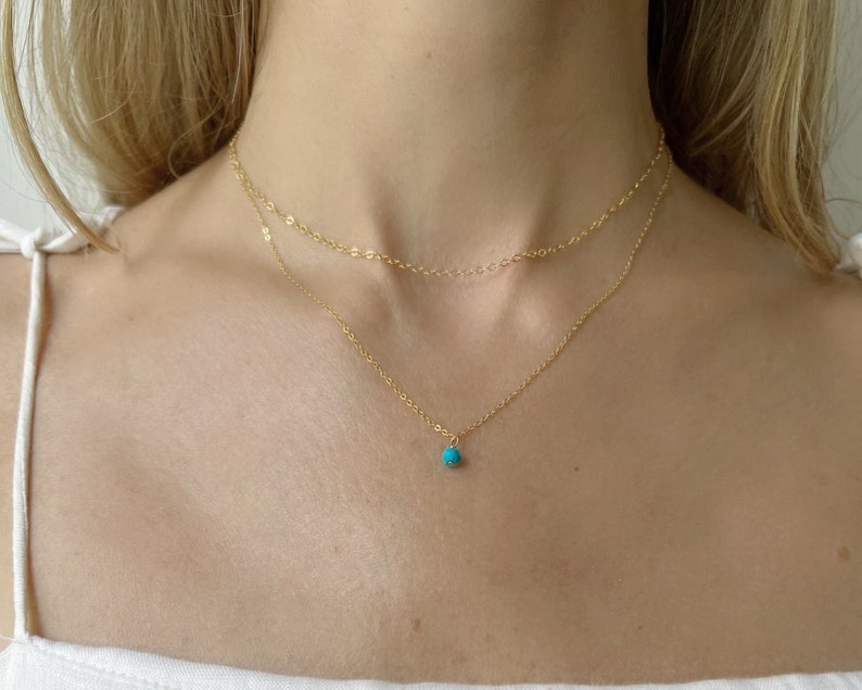 Gold Turquoise Necklace, Turquoise Necklace For Women, Turquoise Layered Necklace Set, Turquoise Necklace, Turquoise Pendant Necklace image 2