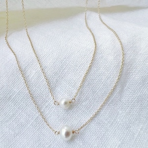 Dainty Pearl Necklace, Small Pearl Necklace, Gold Pearl Jewelry, Bridesmaid Necklace