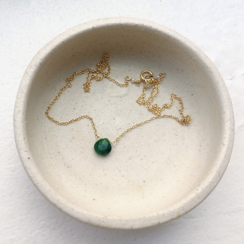 Gold Emerald Necklace, Emerald Jewelry, Genuine Emerald Necklace, Dainty Necklace, May Birthstone Necklace, Minimalist Necklace image 3