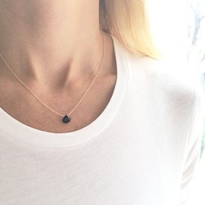 Gold Sapphire Necklace, Sapphire BIrthstone Jewelry, Minimalist Necklace, September Birthstone Necklace image 5