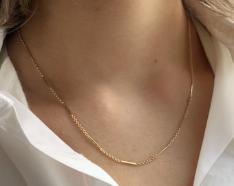 Dainty Gold Chain Necklace, Bar Chain Necklace, Thin Chain Necklace, Simple Gold Necklace, Silver Chain Necklace