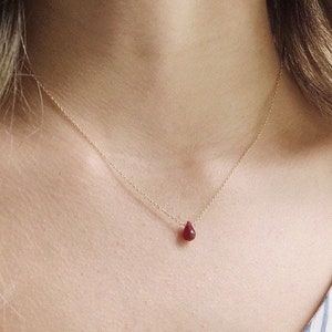 Dainty Ruby Necklace, Ruby Birthstone Jewelry, Genuine Ruby Necklace, July Birthstone Necklace