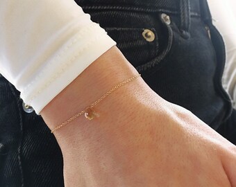 Gold Filled Citrine Teardrop Bracelet, November Birthstone Jewelry, Beaded Gemstone Bracelet