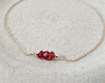 Gold Garnet Bracelet, Garnet Bracelet for Women, Garnet Birthstone Jewelry, January Birthstone Bracelet, Dainty Gold Bracelet