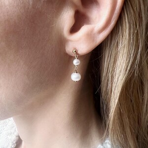 Pearl Stud Earrings, Pearl Jewelry, Gold Pearl Earrings,  Dainty Earrings Dangle