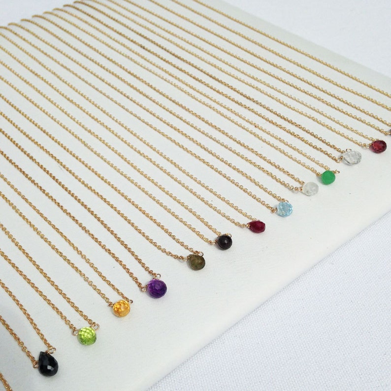 Gold Iolite Necklace Water Sapphire September Birthstone Purple Blue Stone Dainty Necklace Short Necklace image 8