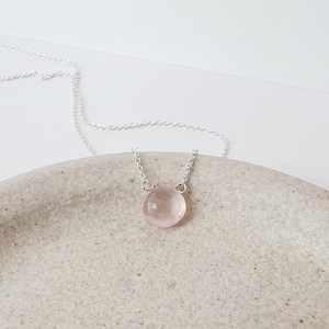 Rose Quartz Necklace, Genuine Rose Quartz Jewelry, Real Rose Quartz Necklaces For Women, Dainty Gold Necklace, Silver Necklace image 7