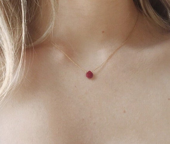 Ruby Necklace Ruby Birthstone Jewelry July Birthstone Necklace