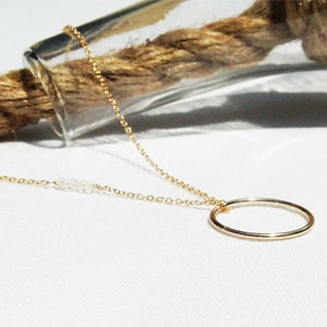 Moonstone Necklace - Circle Necklace - Gold Filled Moonstone Necklace - June Birthstone - 14k Gold Filled