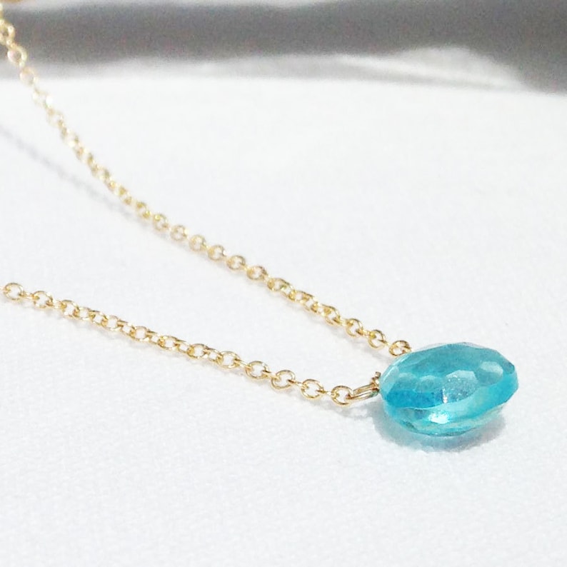 Blue Topaz Necklace, Swiss Blue Topaz Necklace, Simple Gemstone Necklace, Dainty Necklace, Gift For Her image 7
