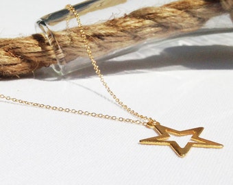Star Necklace - Gold Star Necklace - 14k Gold Filled - Dainty Necklace - Layering Necklace - Minimal Necklace - Charm Necklace