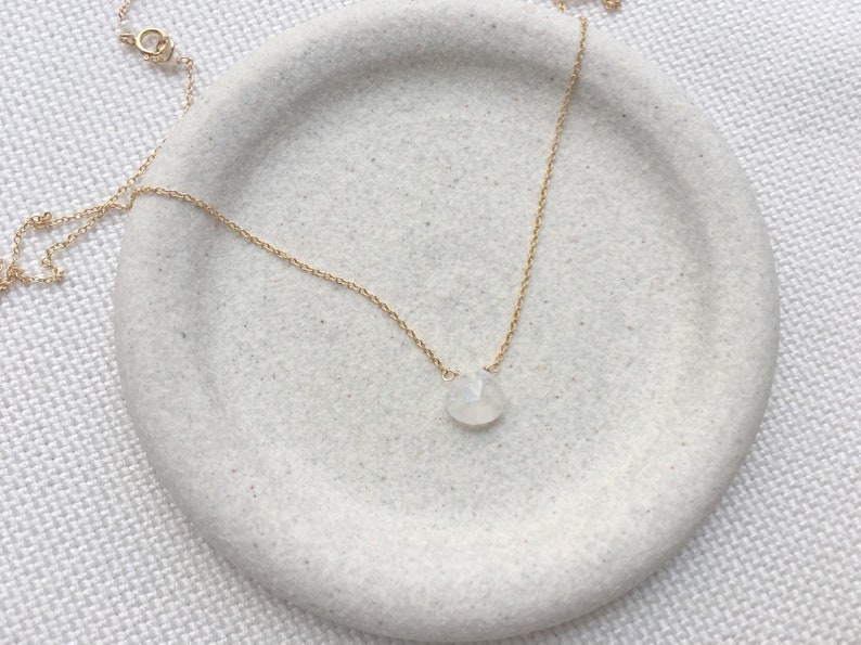 Dainty Moonstone Necklace, Rainbow Moonstone Jewelry, Gemstone Necklace, Simple Gold Necklace image 2