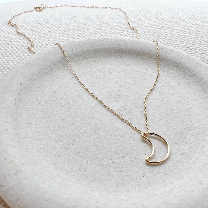 Crescent Moon Necklace, Celestial Necklace, Moon Jewelry for Women, Dainty Gold Charm Necklace image 2
