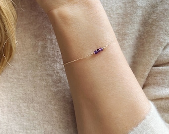 Amethyst Bracelet for Women, Amethyst Jewelry, February Birthstone Bracelet, Dainty Gold Bracelet, Minimalist Bracelet, Gemstone Bracelet