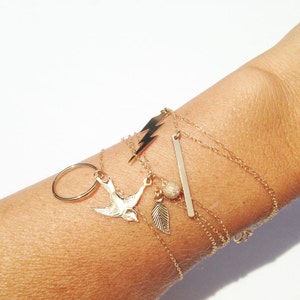 Gold Filled Bird Bracelet, Sparrow Bracelet, Swallow Bracelet, Charm Bracelet image 2