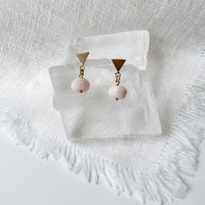 Opal Stud Earrings, Pink Opal Earrings, October Birthstone Earrings, Gold Stud Earrings for Women image 6