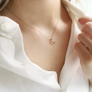 Crescent Moon Necklace, Celestial Necklace, Moon Jewelry for Women, Dainty Gold Charm Necklace image 4