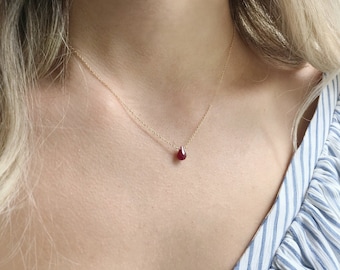 Collana minimalista con pietra portafortuna, collana delicata con pietre preziose, collana in oro, collane da donna per tutti i giorni