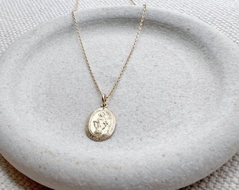 Mary Necklace, Mother Mary Necklace, Silver Mary Necklace, Dainty Gold Necklace