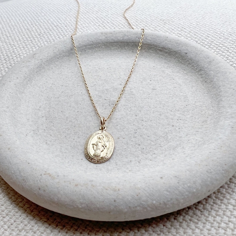 Mother Mary Necklace, Gold Mary Necklace, Silver Mary Necklace image 2