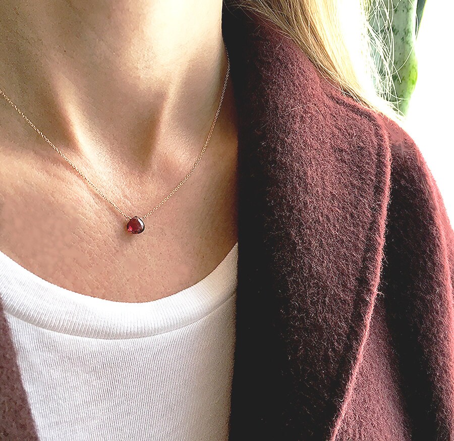 Dainty Garnet Necklace January 