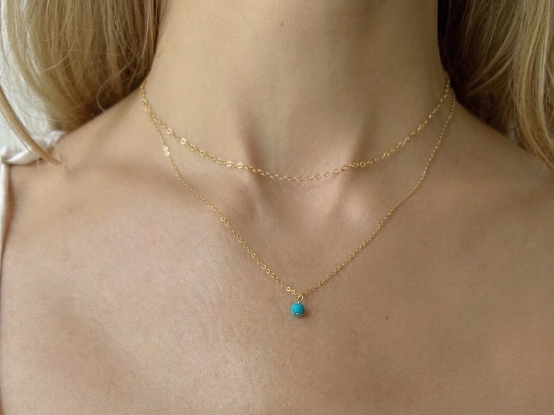 Gold Turquoise Necklace, Turquoise Necklace For Women, Turquoise Layered Necklace Set, Turquoise Necklace, Turquoise Pendant Necklace image 1