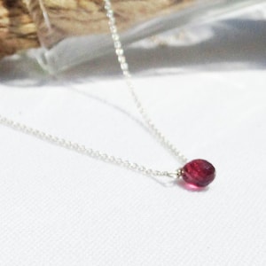 Silver Garnet Necklace, Red Garnet Jewelry, January Birthstone Necklace,  Garnet Birthstone, Gift for Her, Red Stone , Dainty Necklace