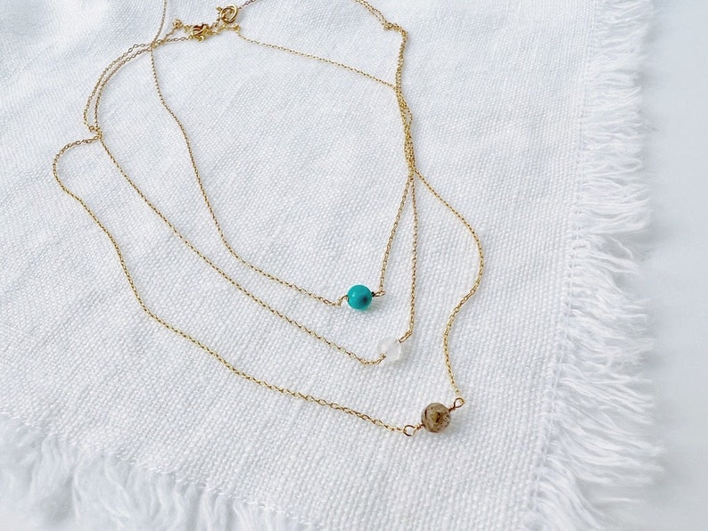 Tiny Turquoise Necklace, Turquoise Jewelry, Turquoise Necklace Bead, December Birthstone Necklace image 4