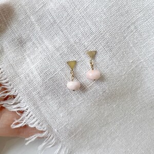 Opal Stud Earrings, Pink Opal Earrings, October Birthstone Earrings, Gold Stud Earrings for Women image 9