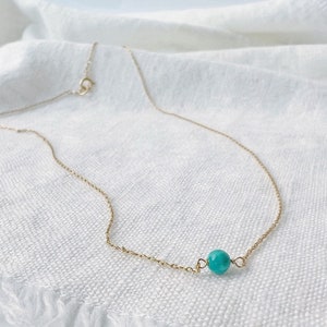 Tiny Turquoise Necklace, Turquoise Jewelry, Turquoise Necklace Bead, December Birthstone Necklace image 3