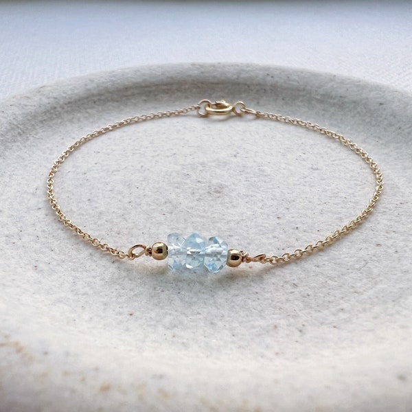 Gold Blue Topaz Bracelet, Blue Topaz Bracelet for Women, Blue Topaz Jewelry, December Birthstone Bracelet, Dainty Gold Bracelet