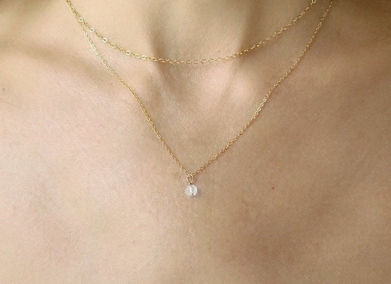 Dainty Moonstone Necklace, Moonstone Necklace For Women, Moonstone Layered Necklace Set, Moonstone Necklace, Moonstone Drop Necklace image 1