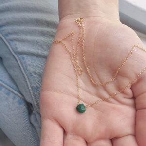 Gold Emerald Necklace, Emerald Jewelry, Genuine Emerald Necklace, Dainty Necklace, May Birthstone Necklace, Minimalist Necklace image 8