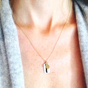 Gold Initial Necklace- Gold Letter Necklace - Black Garnet Necklace - Circle Necklace - Bar Necklace - Charm Necklace - Gold Disc - Spinal
