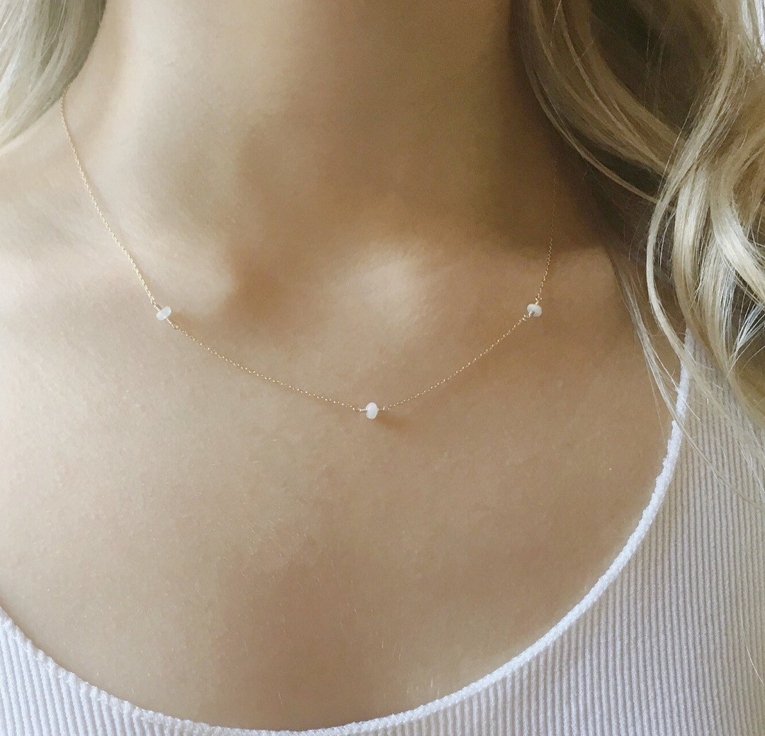 Dainty Opal Jewelry, Gold Opal Necklace, Opal Bead Necklace, October ...