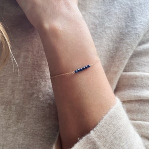 Blue Sapphire Bracelet, Gold Sapphire Bracelet, September Birthstone Bracelet, Dainty Bracelet