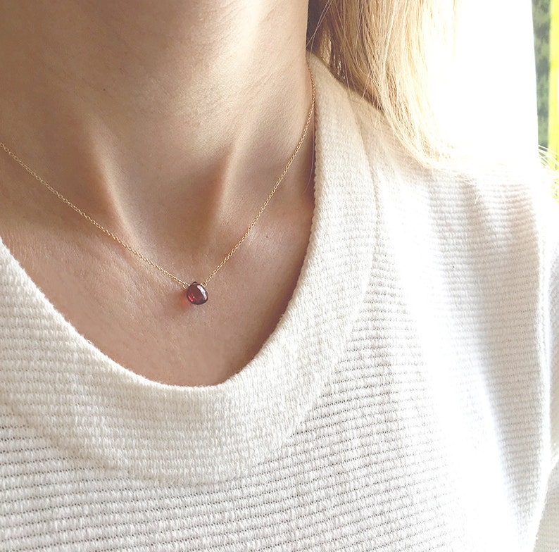 Garnet Necklace, Red Garnet, Gold Garnet Jewelry, January Birthstone Necklace, Dainty Necklace, 14k Gold Filled, Bridesmaid Gifts image 7