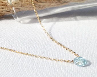 Gold Blue Topaz Necklace - 14k Gold filled - December Birthstone - Blue Topaz Necklace - Blue Topaz Necklace Gold