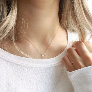 Clear Quartz Necklace, Quartz Crystal Necklace, Gold Crystal Necklace, April Birthstone Necklace image 4