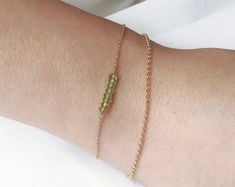 Gold Bracelet Set, Rolo Chain Bracelet, Birthstone Beaded Bracelet, Bracelet for Women, Birthstone Bracelet, Dainty Bracelet