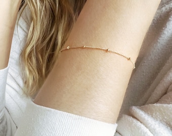 Dainty Gold Chain Bracelet, Gold Bracelet Chain, Satellite Bracelet, Simple Gold Chain Bracelet