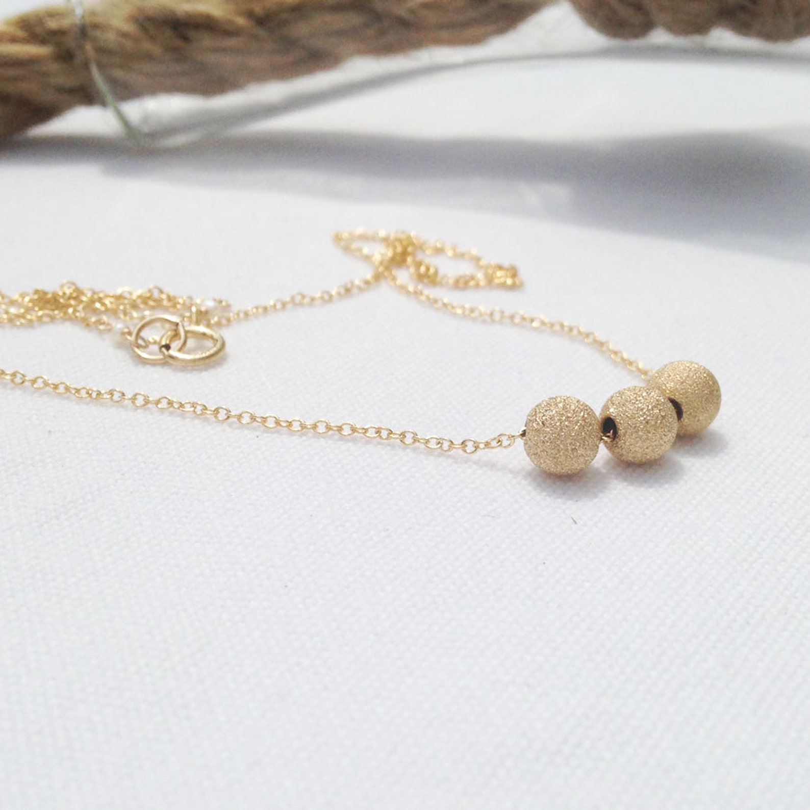 Gold Necklace Gold Ball 14k Gold Filled Dainty Necklace Etsy