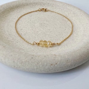 Gold Citrine Bracelet, Citrine Bracelet for Women, Citrine Birthstone Jewelry, November Birthstone Bracelet, Dainty Gold Bracelet