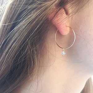 Aquamarine Earrings, Gold Hoop Earrings, Dainty Earrings, Minimalist Earrings, Gemstone Earrings