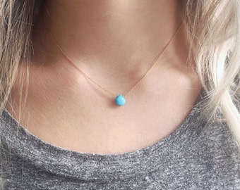 Turquoise Necklace, Minimalist Turquoise Jewelry, December Birthstone Necklace,  Dainty Turquoise Pendant