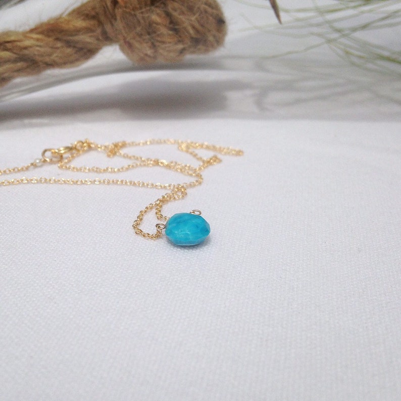 Turquoise Necklace, Minimalist Turquoise Jewelry, December Birthstone Necklace, Dainty Turquoise Pendant image 3