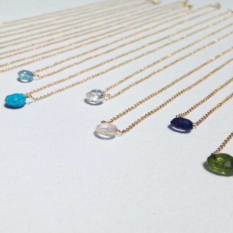Minimalist Aquamarine Necklace, Dainty Aquamarine Jewelry, Necklaces for Women, March Birthstone Necklace, Simple Gemstone Necklace image 7