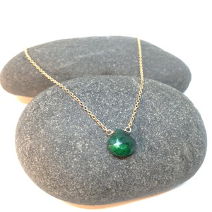 Gold Emerald Necklace, Emerald Jewelry, Genuine Emerald Necklace, Dainty Necklace, May Birthstone Necklace, Minimalist Necklace image 9