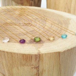 Single Birthstone Necklace, Simple Gemstone Necklace, Dainty Birthstone Necklace, Dainty Gold Necklace image 5